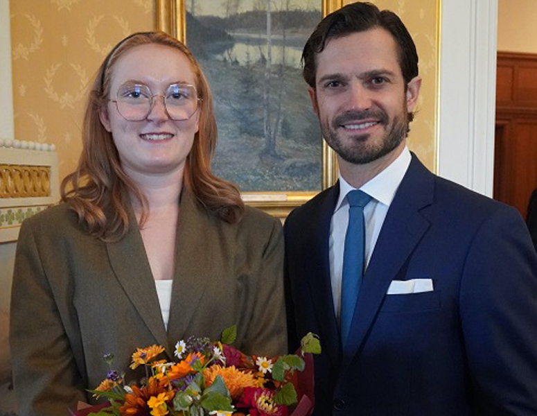 Porträttbild på Saga Lööf och Prins Carl Philip.
