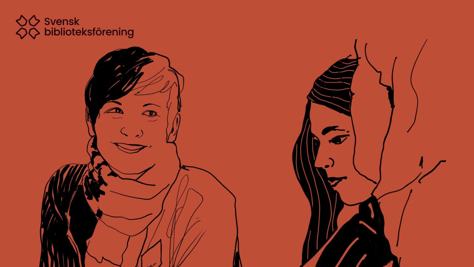 Illustration av två kvinnor som samtalar med varandra.