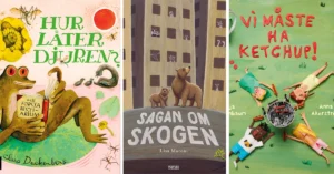 Omslag till böcker nominerade till Elsa Beskow-plaketten 2026.